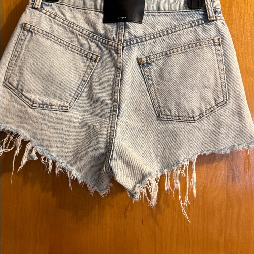 Alexander Wang Light Blue Frayed Jean Shorts